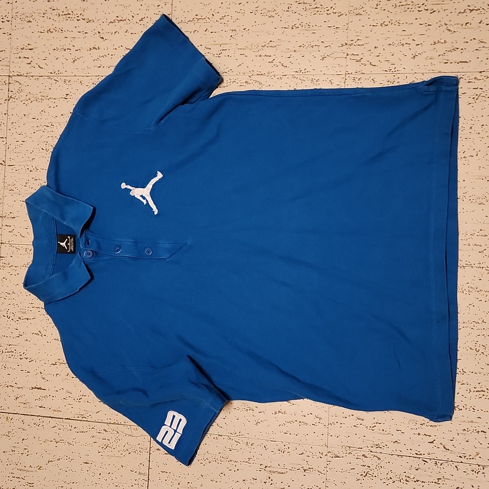 Air Jordan Royal Blue Embroidered Logo 1/4 Button Down Polo Shirt Vintage Y2K